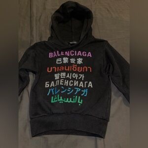 BALENCIAGA KIDS Black Hoodie with Colorful Logo